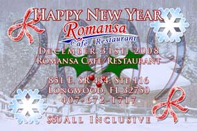 Romansa Cafe Restaurant New Year's Eve Flyer